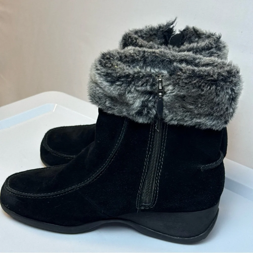 ZeroXposur Womens Irene Black Winter Boots w/ Faux Fur Trim sz 10M Outdoor Comfy